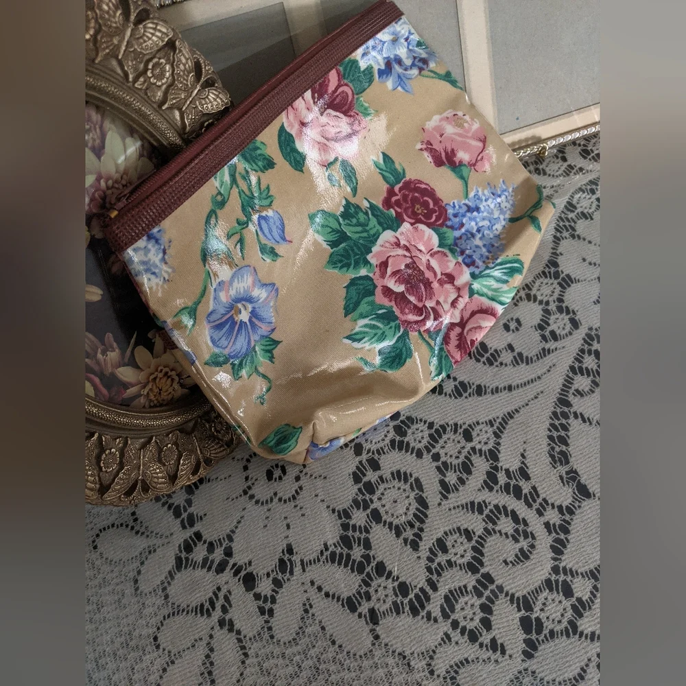 Vintage Rare Retro Floral Garden Victorian Pouch Bag Travel Cosmetic Makeup Gift